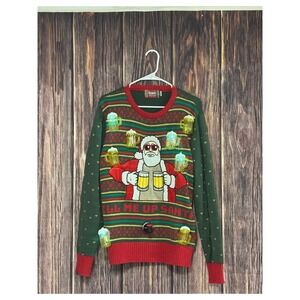 Spencers Workshop Mens Ugly Christmas Sweater Santa Beer Mugs Light Up LED Taps